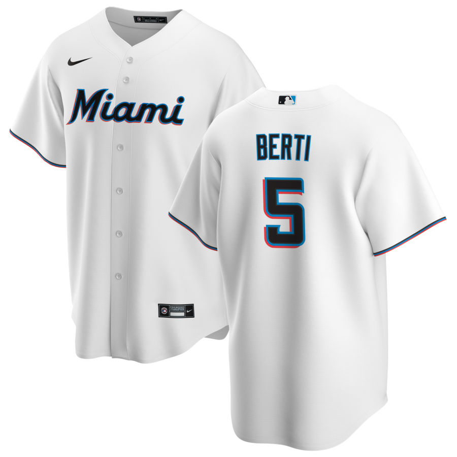 Nike Men #5 Jon Berti Miami Marlins Baseball Jerseys Sale-White